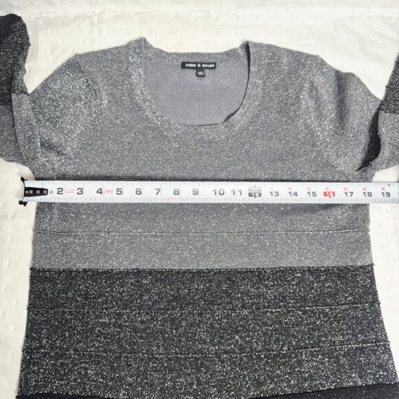 Cable & Gauge Gray and Black Crewneck Ombré  Style Sweater Size M - Picture 6 of 9